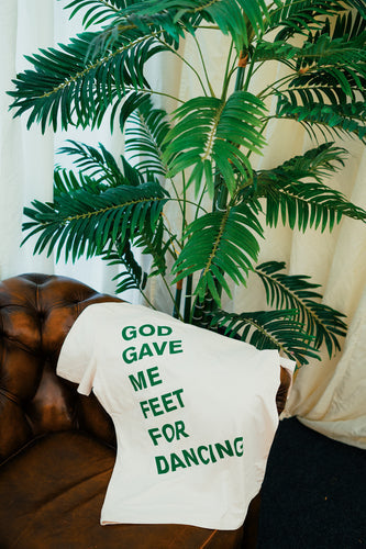 GOD GAVE ME FEET FOR DANCING Vintage White Tee