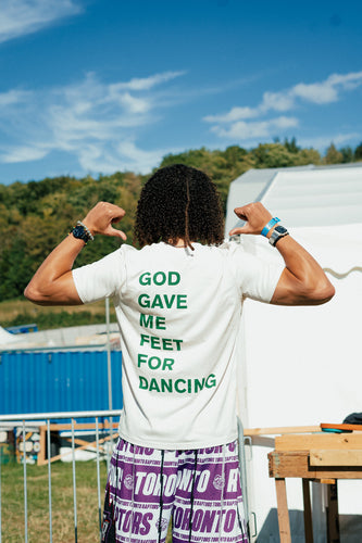 GOD GAVE ME FEET FOR DANCING Vintage White Tee